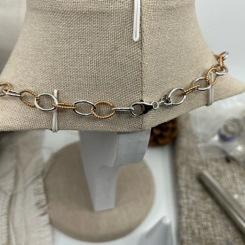 925 Italy Milor Two-Tone Sterling Silver Necklace ~18" - Picture 8 of 17